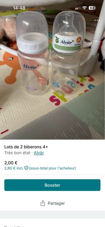 Lots de 2 biberons  4+ 