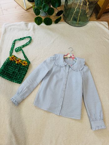 Chemisier blanc et bleu pailleté Nafnaf