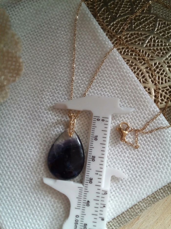 Collier avec pierre de fluorine naturelle - photo numéro 3