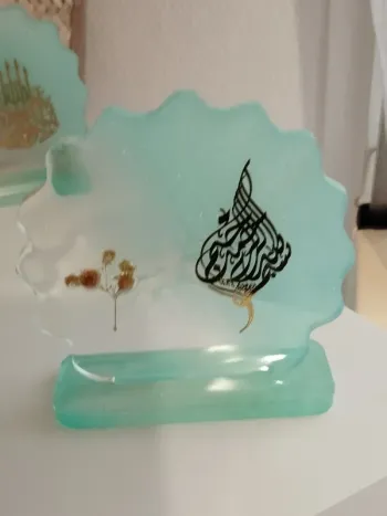 idée cadeau ornement bureau coiffeuse couvre tasse en résine et plantes naturelles abr010