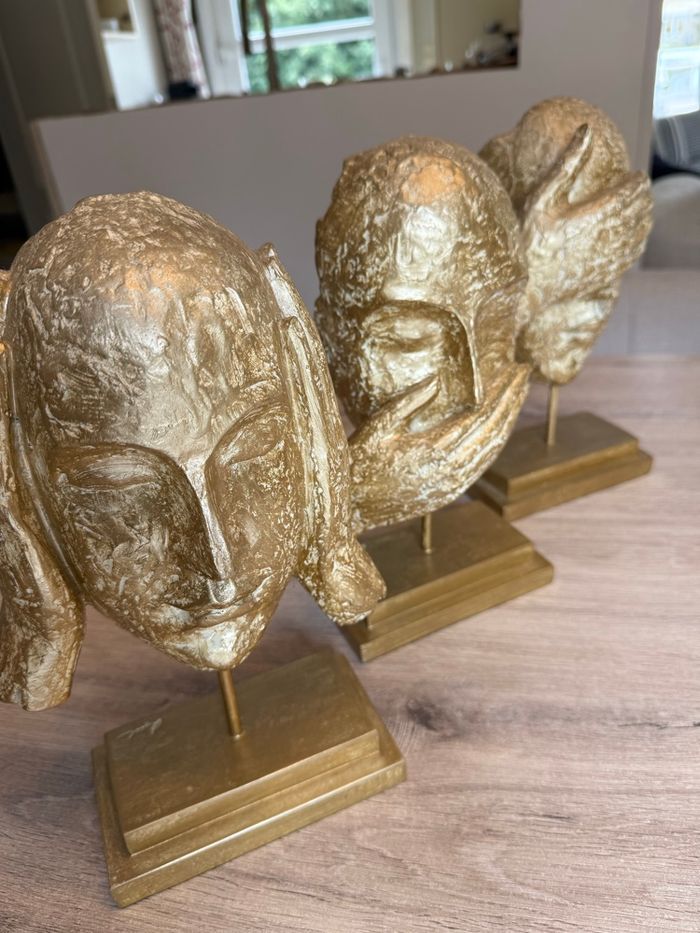 Statues de la sagesse effet or – décoration élégante - photo numéro 6