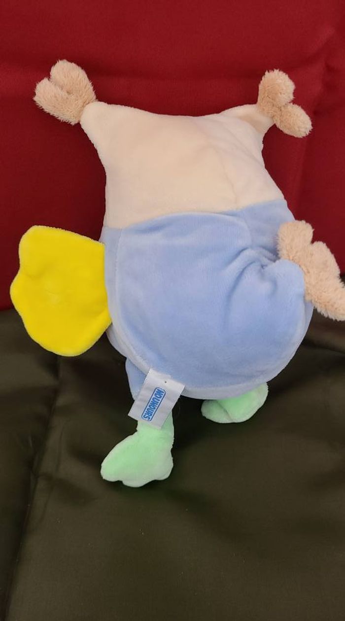 Peluche Doudou Hibou bleu beige jaune Nounours - photo numéro 2
