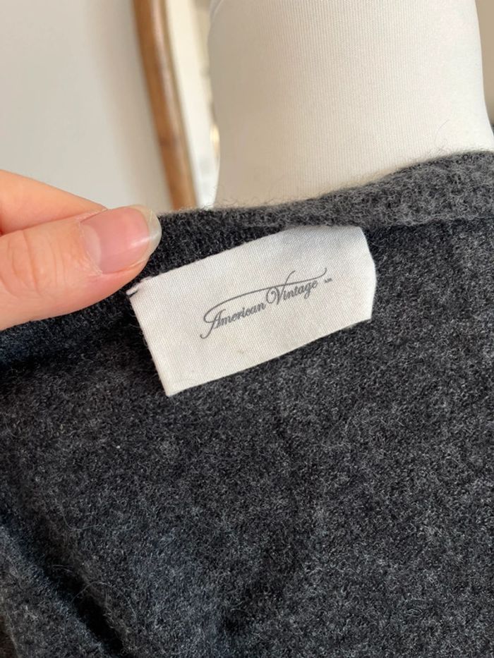 Pull gris col V en laine et alpaga American Vintage - photo numéro 6