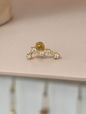 Piercing oreille doré strass acier inoxydable 