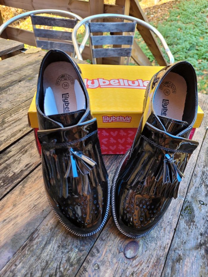Superbes mocassins vernis noirs Lilybellule, 36, neufs avec boîte - photo numéro 7