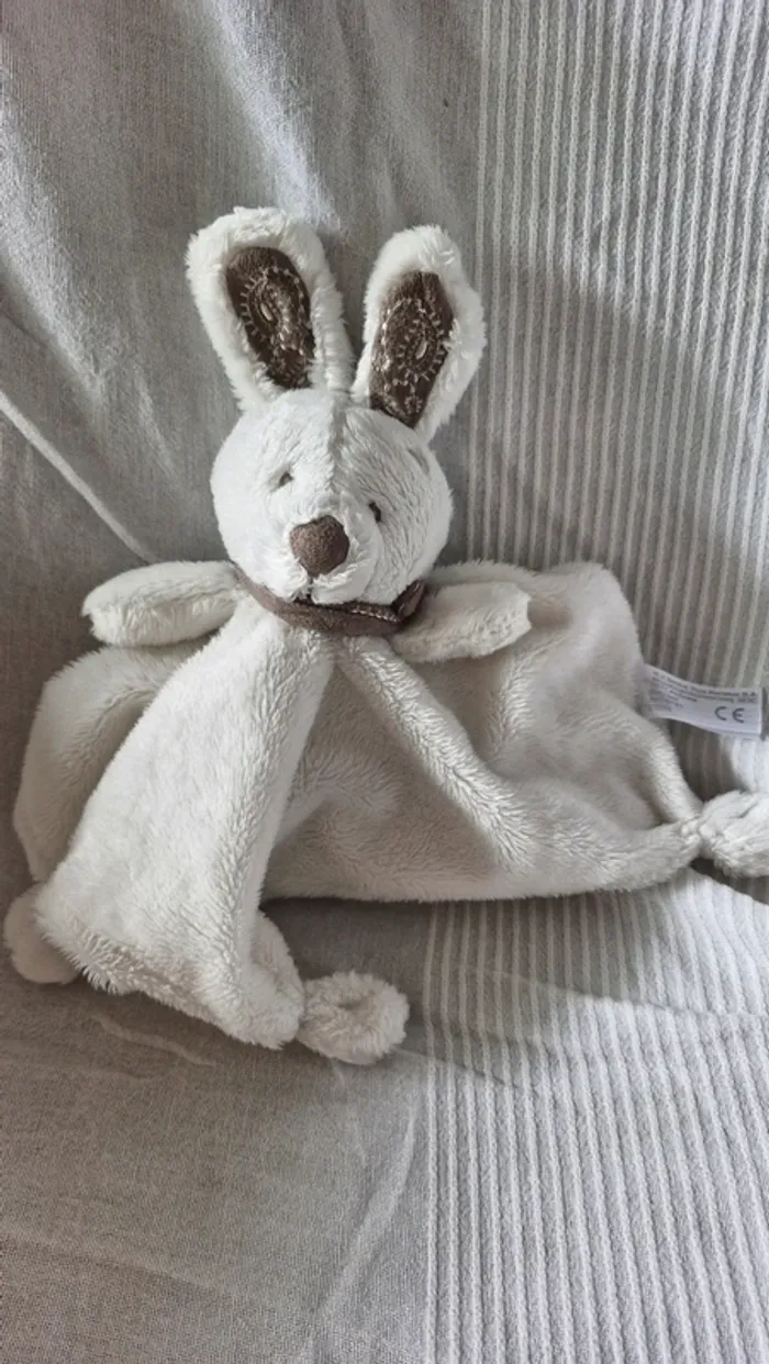 Doudou plat  lapin blanc simba - photo numéro 5