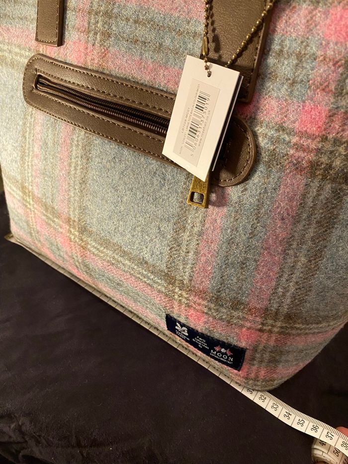 Sac Cabas Moon & National Trust - Tweed Laine Rose/Bleu Écossais - Neuf - photo numéro 4