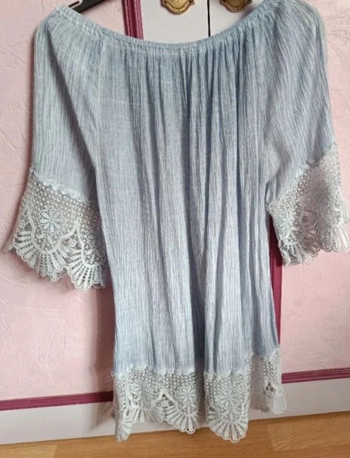 Blouse bleu écru T.3( 40/42) - photo numéro 8