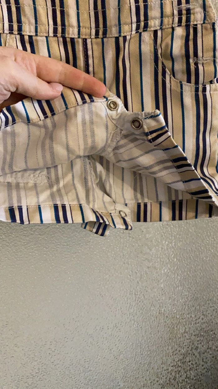 Salopette kimbaloo a rayures bleu beige blanc a pression 6 mois - photo numéro 3