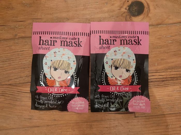Lot de 2 masques en tissus pour cheveux abîmés huile d'argan