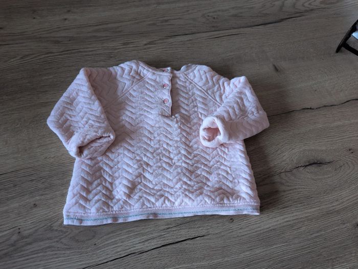 Pull Matelassé Rose Bébé Taille 12 mois - photo numéro 2