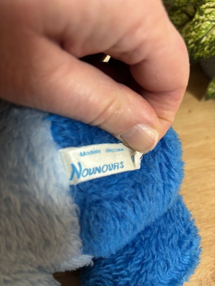 Vintage peluche lapin bleu rose bretelles nounours - photo numéro 3