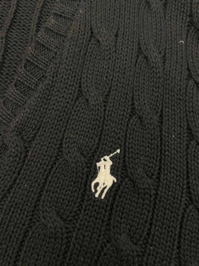Pull torsadé Ralph Lauren noir col V - Taille XL - photo numéro 3