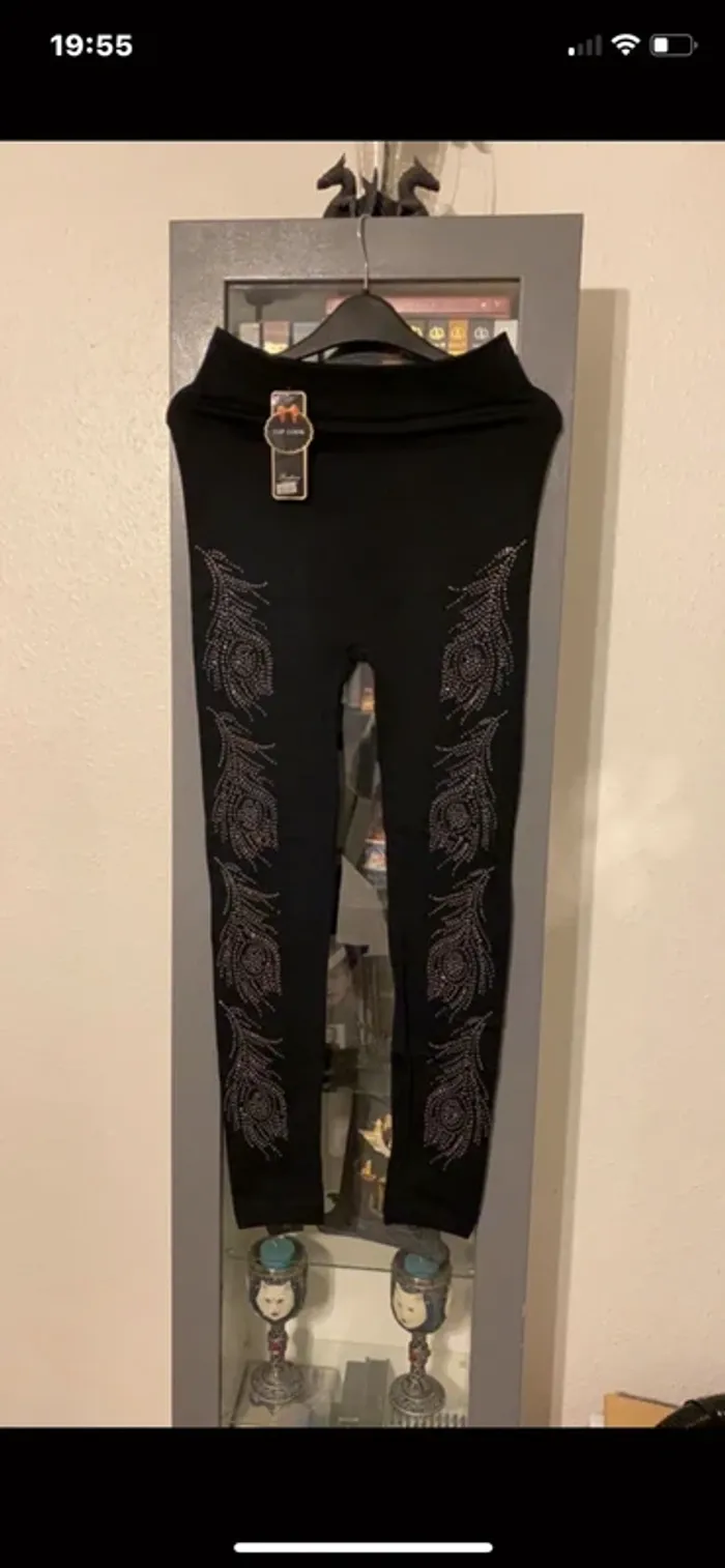 superbe leggings noir strass neuf du 46 au 50 prix fixe
