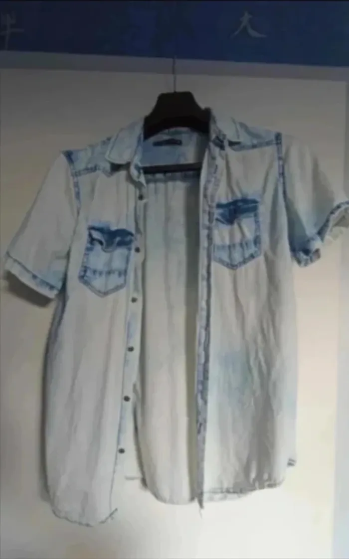 chemise manches courtes - chemisette bleu délavé taille M·Très bon état·Gémo