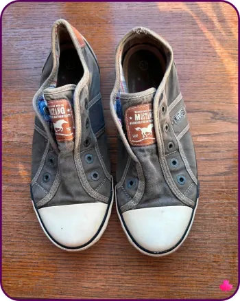 Baskets basses Mustang sans lacets - Gris/Kaki - T 37