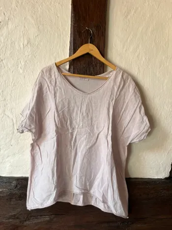 T-shirt bi-matière rose poudré – Made in Italy – Taille L