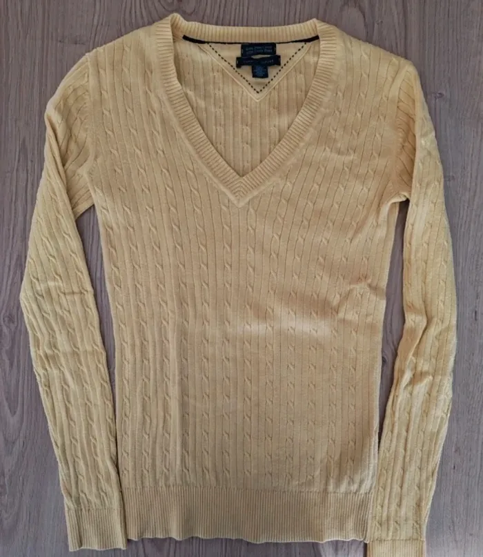 Pull col V torsadé tressé tommy Hilfiger taille xs - photo numéro 2