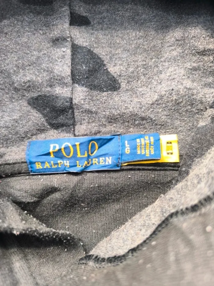 Sweat capuche homme noir logo orange imprimé militaire Ralph Lauren taille L G - bouloches - photo numéro 8