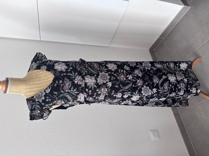 Robe longue fleurie noire - GÉMO - Taille 40 - photo numéro 1