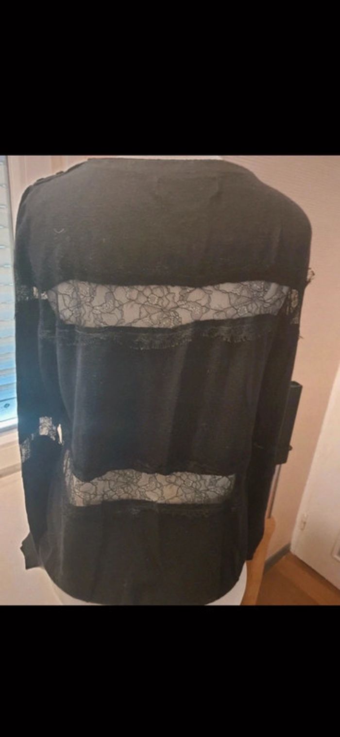 Pull noir dentelle promod - photo numéro 2