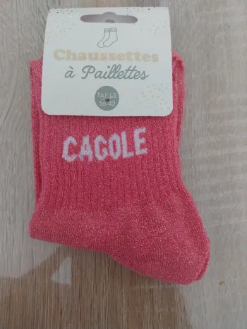 Chaussettes à paillettes Fushia Cagole