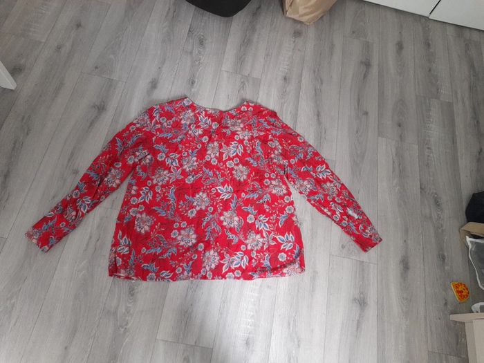 Chemisier blouse rouge fleurie - photo numéro 6