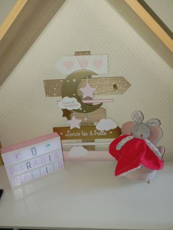 Doudou lapin obaïbi rouge foncé avec étoile 