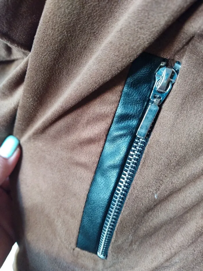 Veste perfecto suédine marron automne printemps demi saison - photo numéro 2