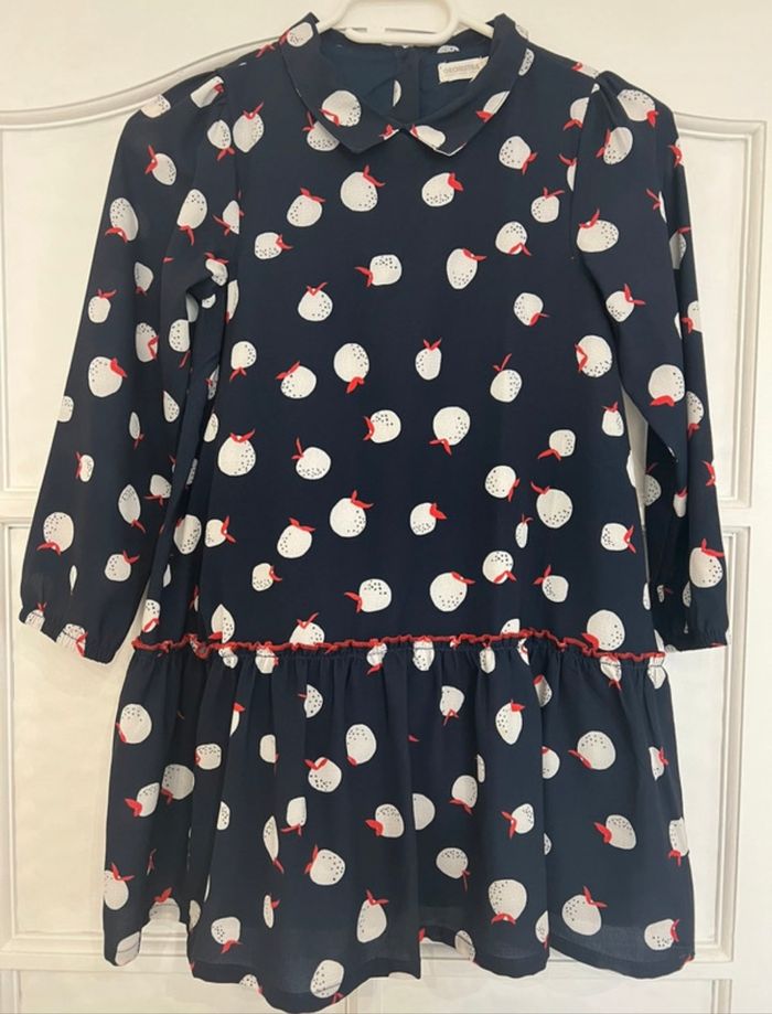 Robe courte manches longues imprimé pommes
