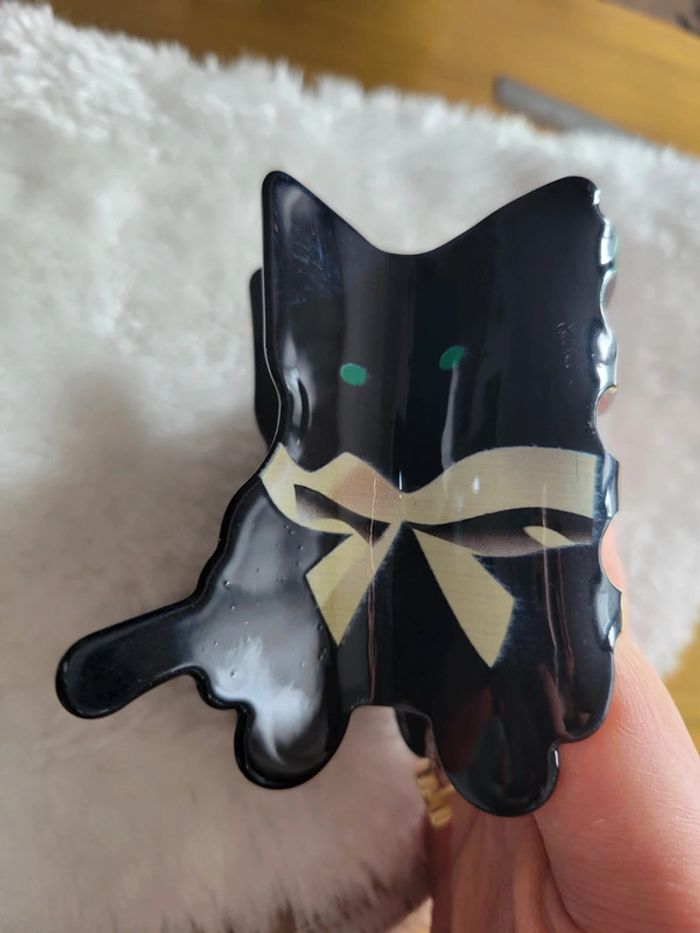 Pince a cheveux chat noir noeud pap - photo numéro 4