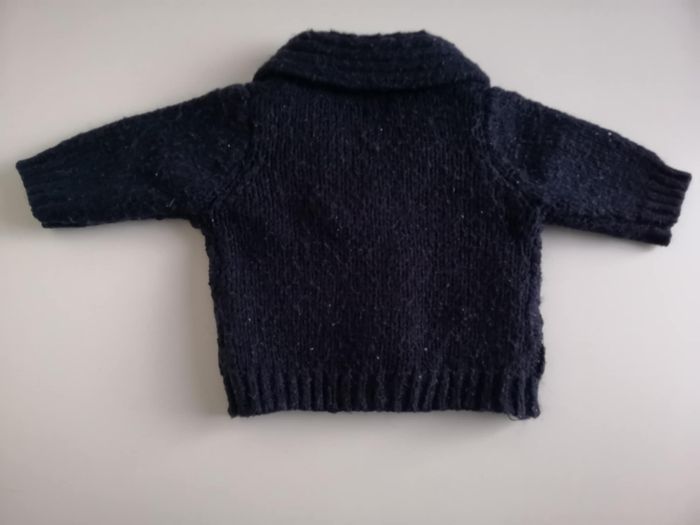 Lot de 2 gilets col châle en maille tricot (1 bleu marine et 1 gris) 1 mois Kiabi - photo numéro 3