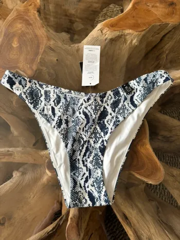 Bas de maillot de bain femme Etam bleu blanc serpent high leg