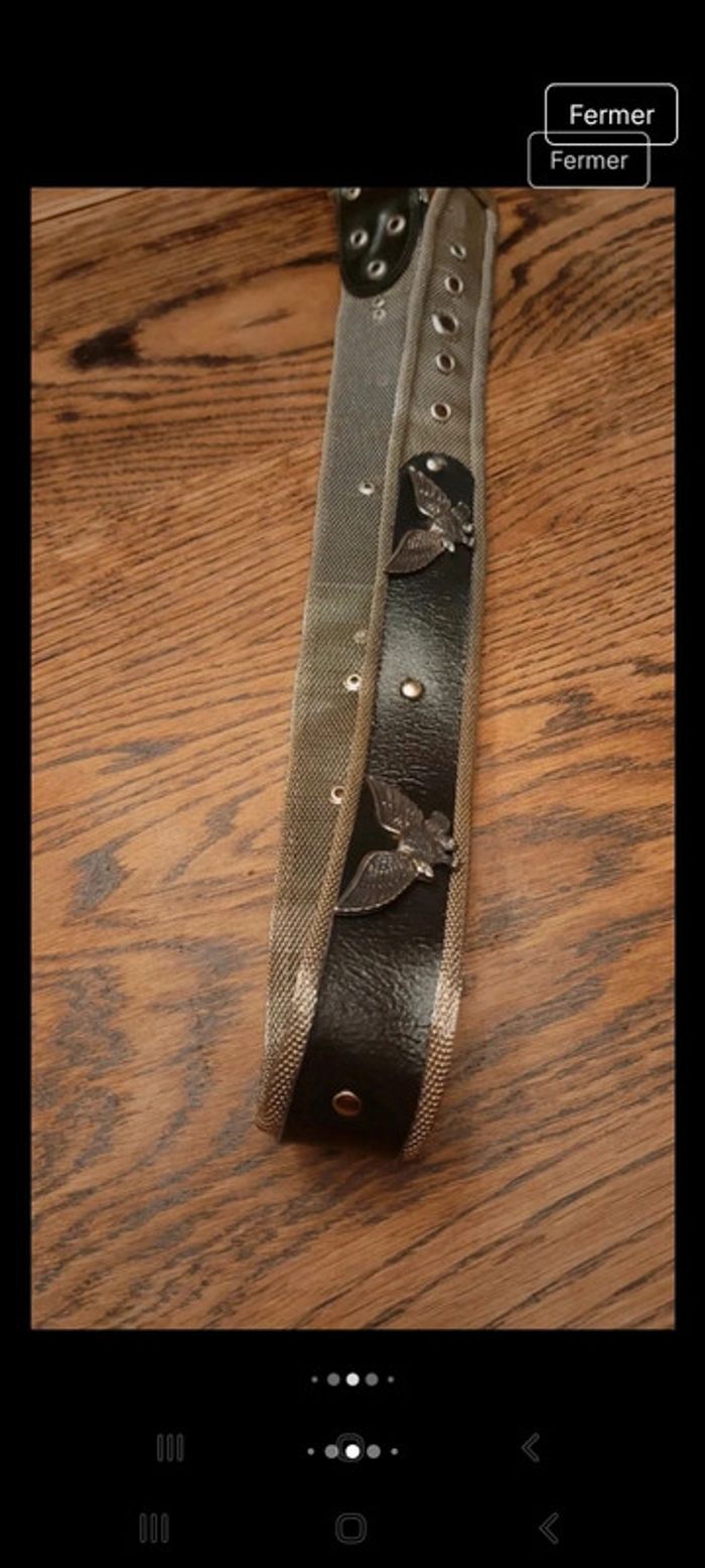 Ceinture en métal/cuir/aigles ajustable 80/90cm - photo numéro 8