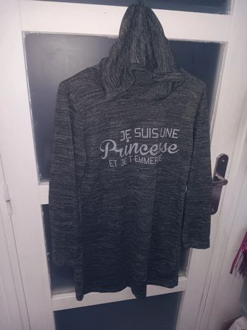 Sweat à capuche vert taille m "Je suis une Princesse" cozy