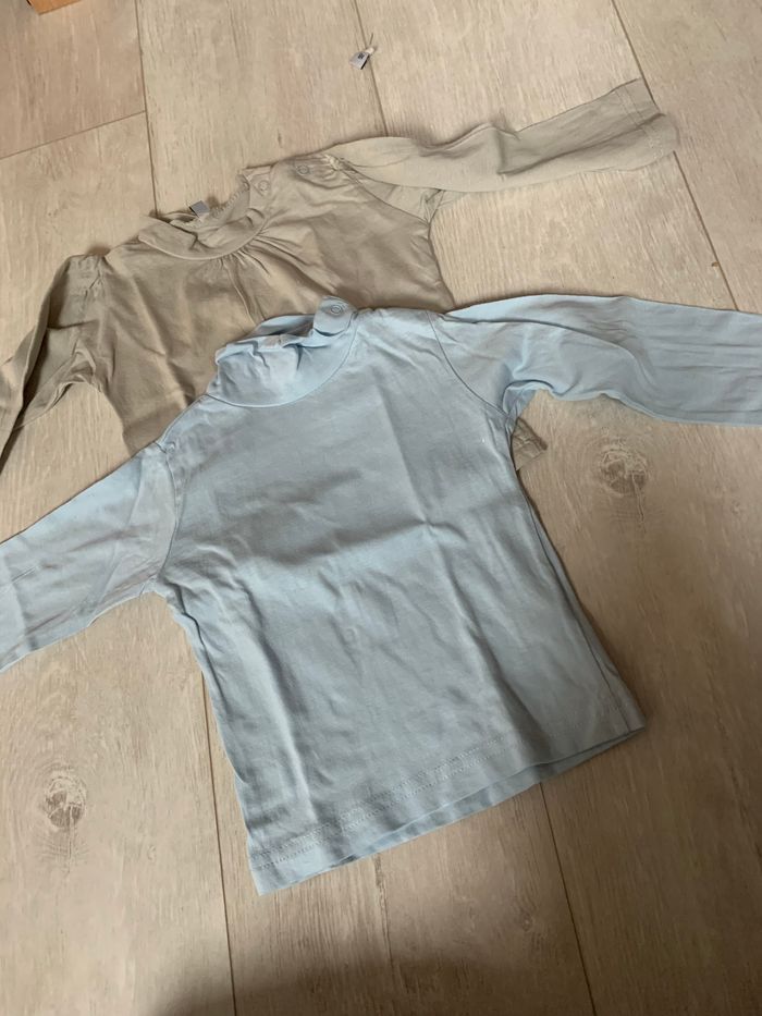 2 t-shirt manche longue col rouler