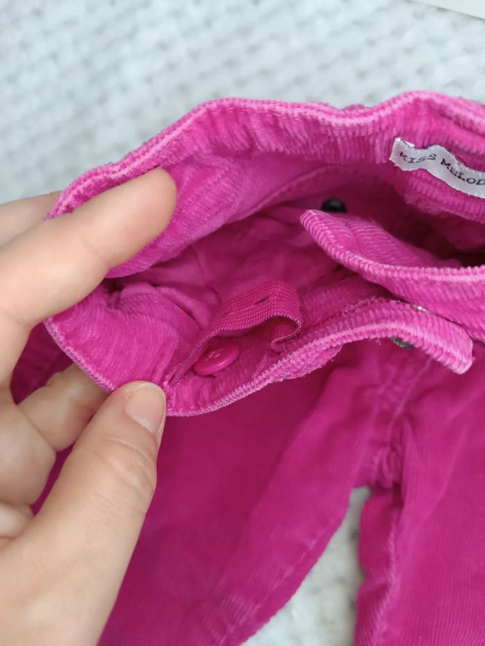 Pantalon velours côtelé rose 2A - Taille ajustable - photo numéro 3