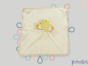 Doudou girafe carré plat éponge blanc Simpson Trading 36 cm