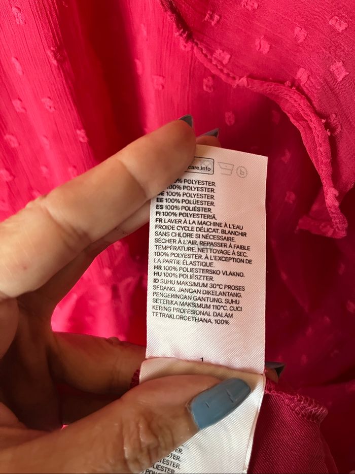Robe courte en mousseline plumetis rose T.M neuve H&M  🦩 - photo numéro 3