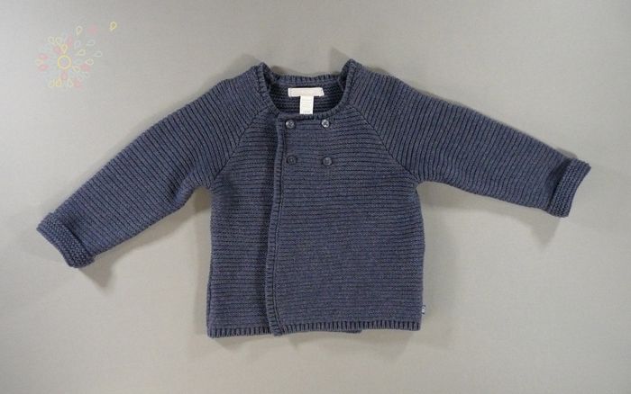 Gilet cardigan tricot bleu Obaïbi 9 mois 71 cm fille