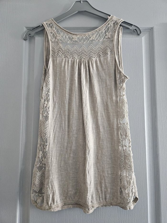 Débardeur léger en dentelle femme - Taille 36 / S - Beige gris - photo numéro 2