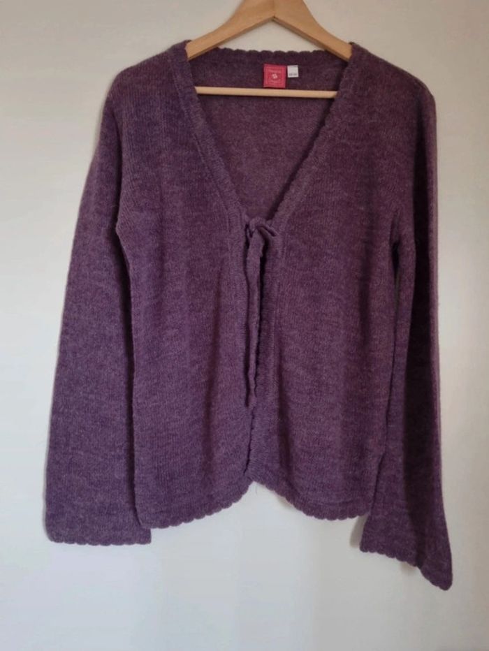 Gilet laine violet manches longues - photo numéro 2