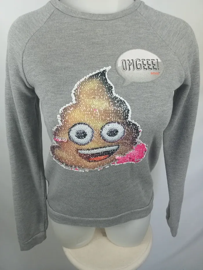 Sweat enfant Emoji gris – sweatshirt - sudadera - sweatshirt - trui - felpa - photo numéro 2
