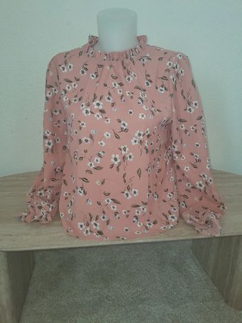 Blouse fleurie manches longues 💫Col plissé 💫Shein💫Taille 38