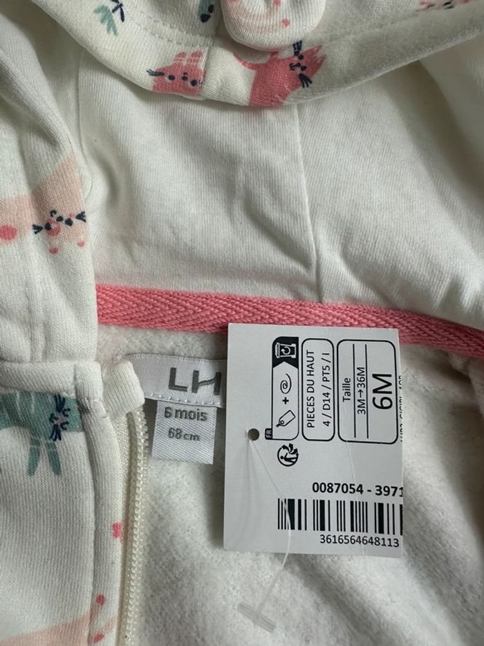 T-shirt manches longues et gilet zippe la halle taille 6 mois - photo numéro 4