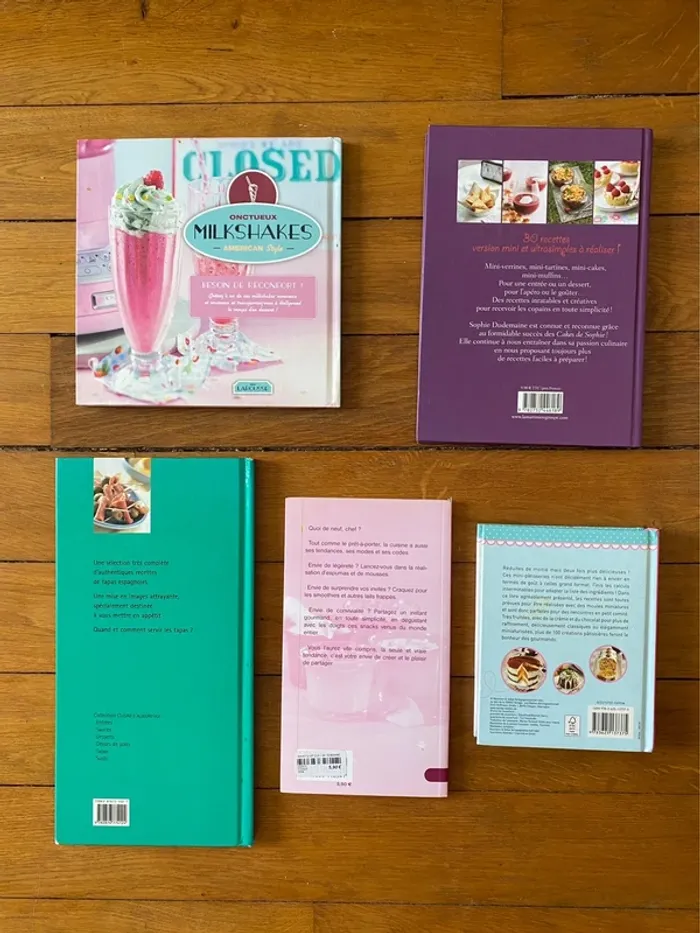 Lot de livres de cuisine milkshake tapas recettes gâteaux tartelettes cake verrines - photo numéro 2