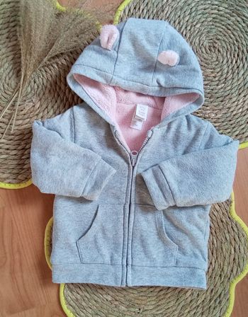 Veste polaire grise à paillettes grises avec capuche Baby Club taille 12 mois