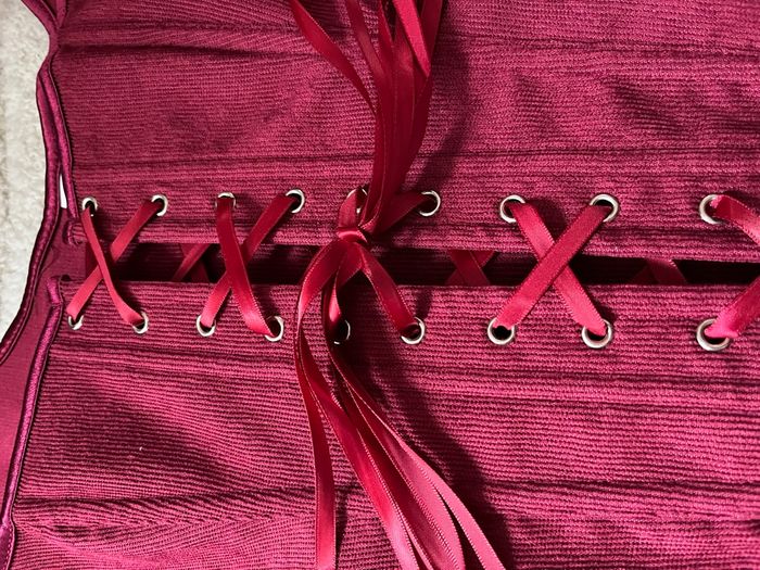 Corset médiéval rouge rose - photo numéro 3