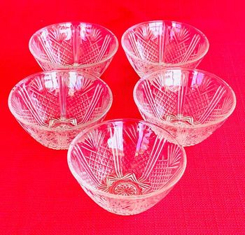 Lot 5 bols en verre transparent déco ananas