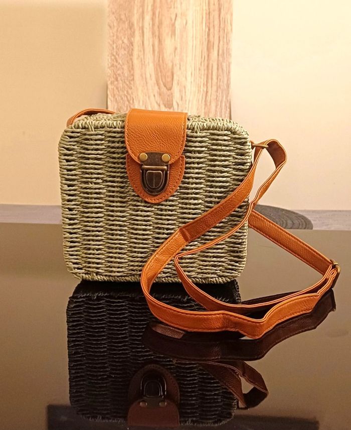 Sac panier en osier avec bandoulière ajustable - photo numéro 3